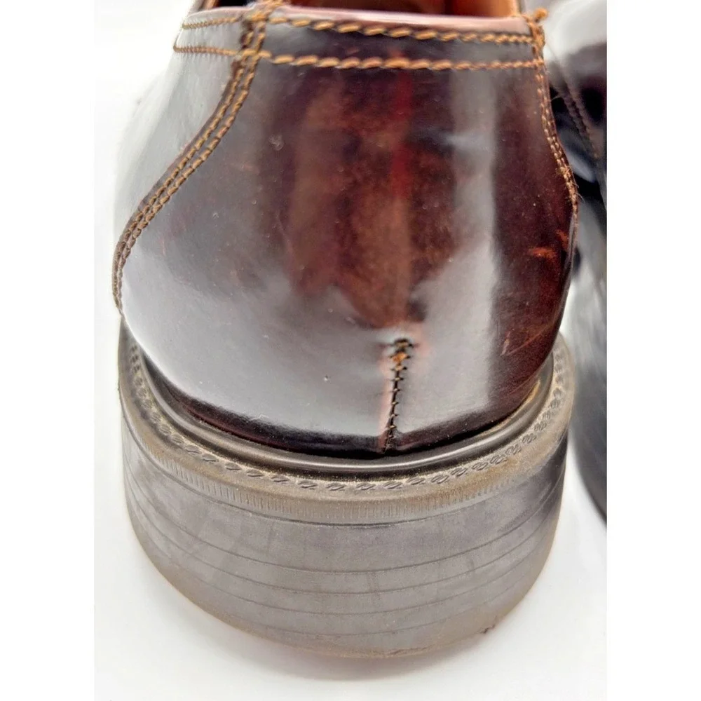 Alfani Made in Italy Men's Dark Brown Leather Apron Shoes Size 9.5